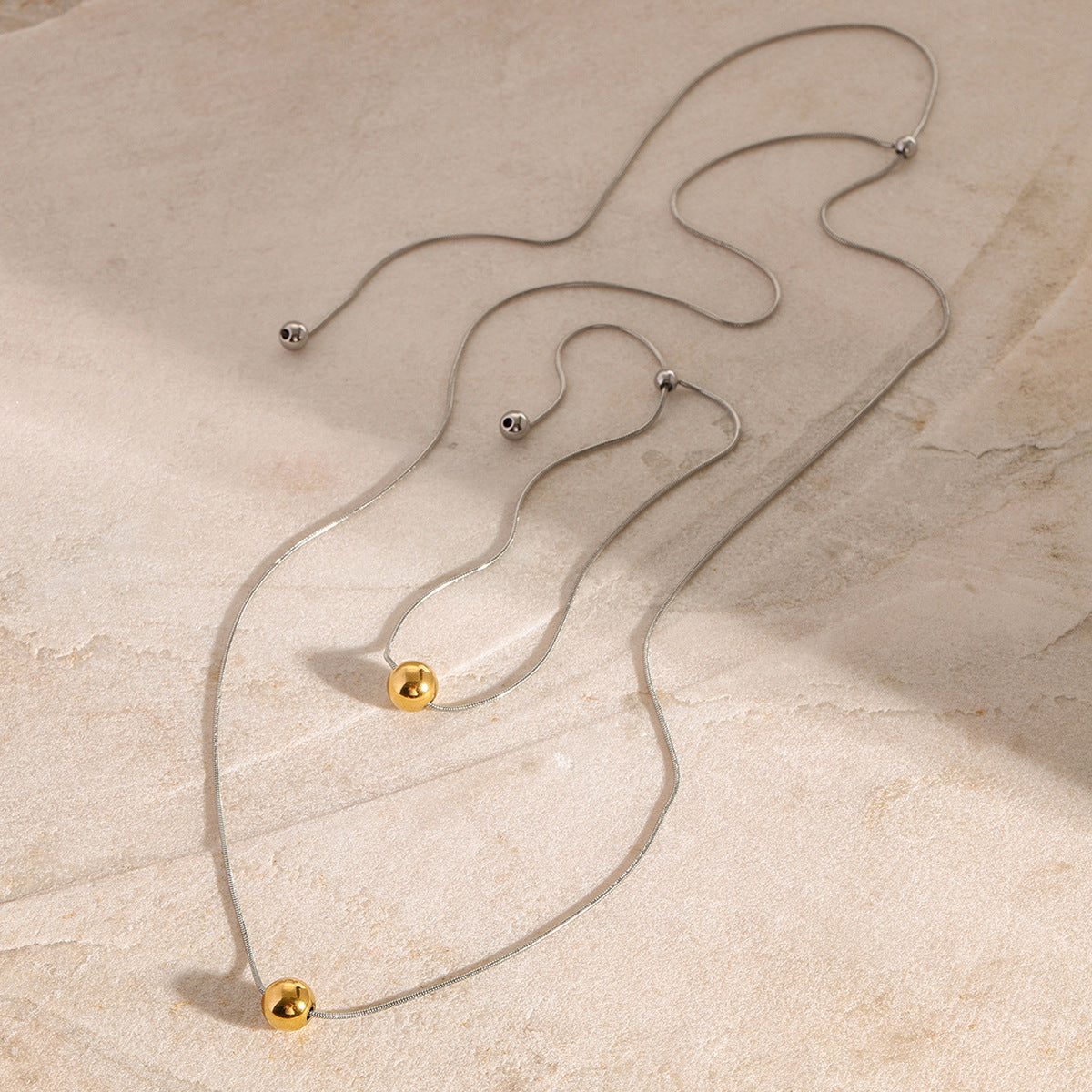 Wholesale  Stainless Steel Gold and Silver Contrast Color Geometric Pendant Necklace