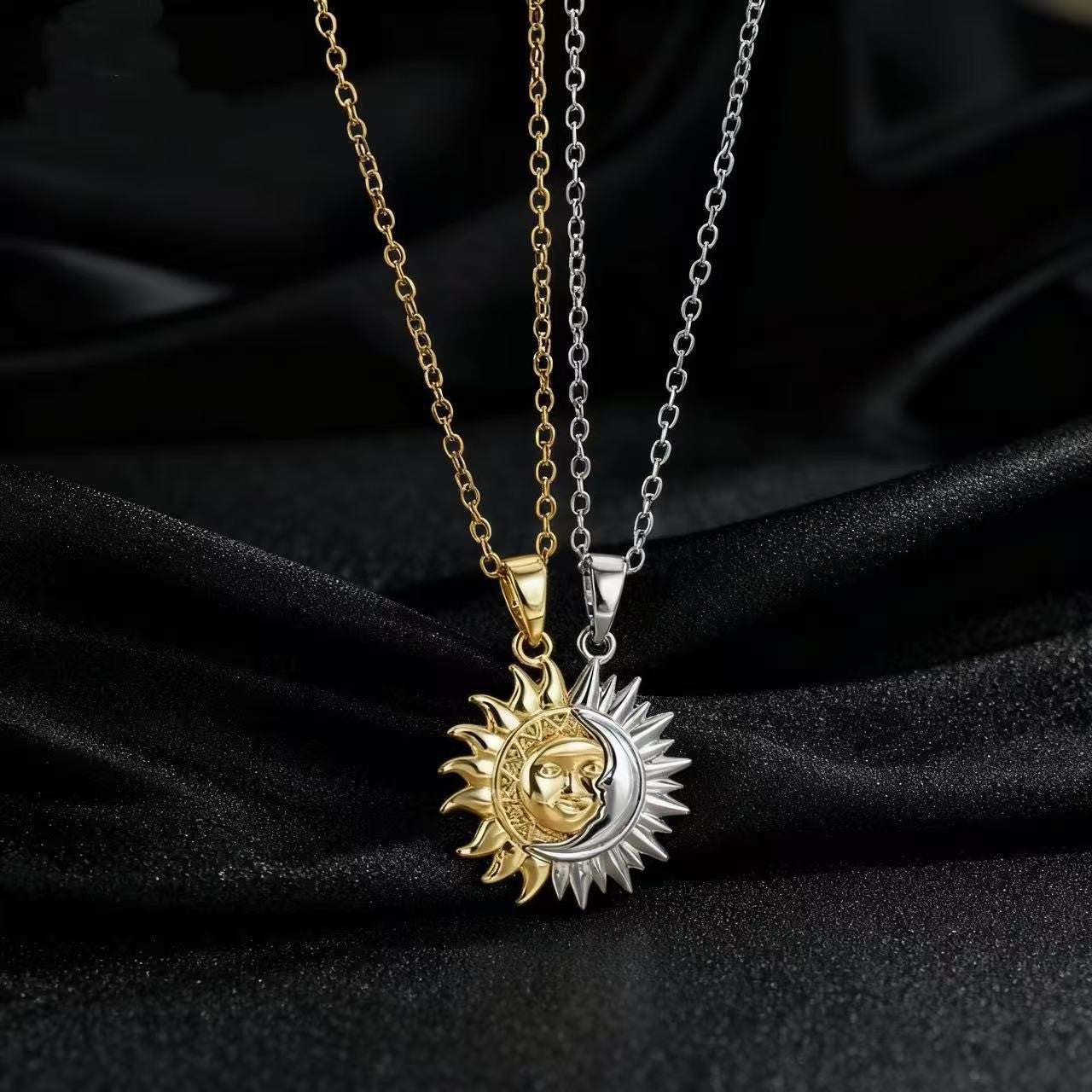 Wholesale Fashion Zircon Sun Geometric Pendant Necklace Trendy Collarbone Chain Jewelry Accessory For Resale