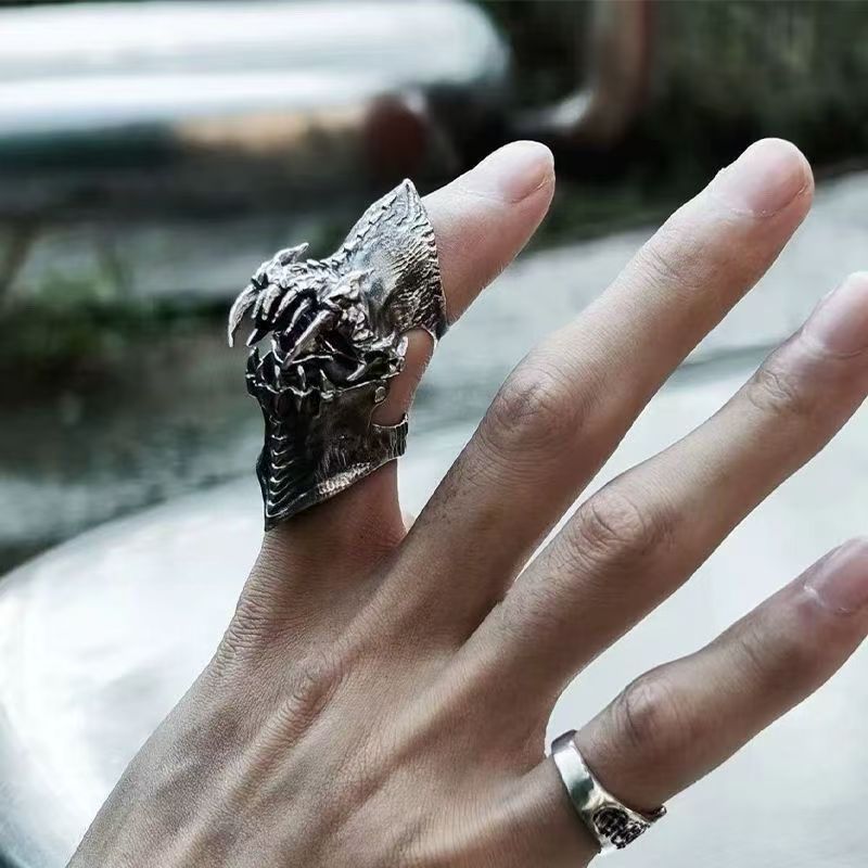 Wholesale Vintage Devil Mouth Adjustable Jaw Ring Zinc Alloy Electroplated Fashion Jewelry