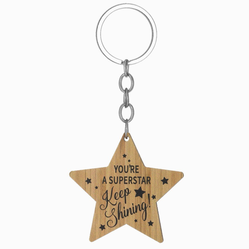 Wholesale  creative wooden five-pointed star keychain