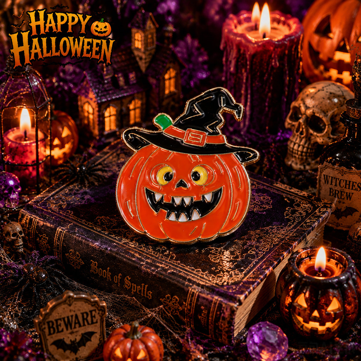 Wholesale  Pumpkin Bat Brooch Pin y Ghost Face Enamel Badge Trendy Holiday Costume Accessory Decorative Gift
