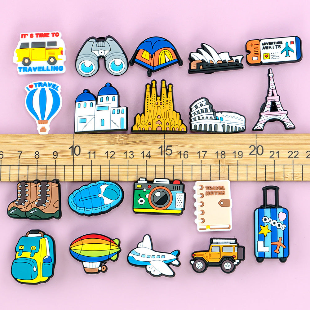 Wholesale Random 100pcs Travel Series Shoes Accessories Shoes Charms