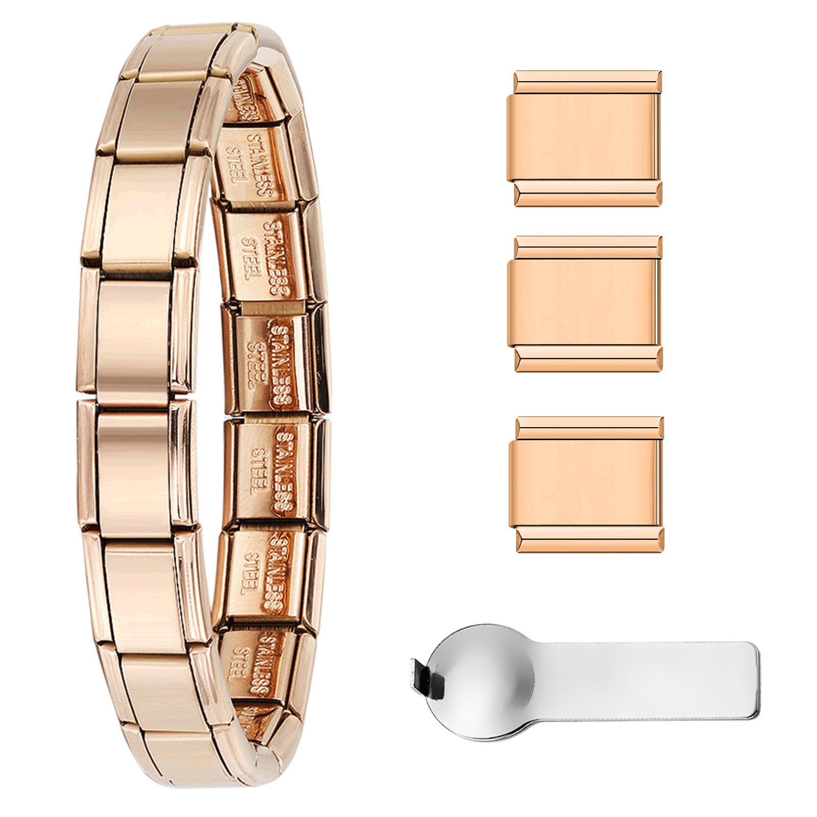 Nuovo set di braccialetti modulari italiani multicolori all'ingrosso, braccialetto di giunzione fai-da-te in acciaio al titanio, affascinante confezione regalo di gioielli modulari