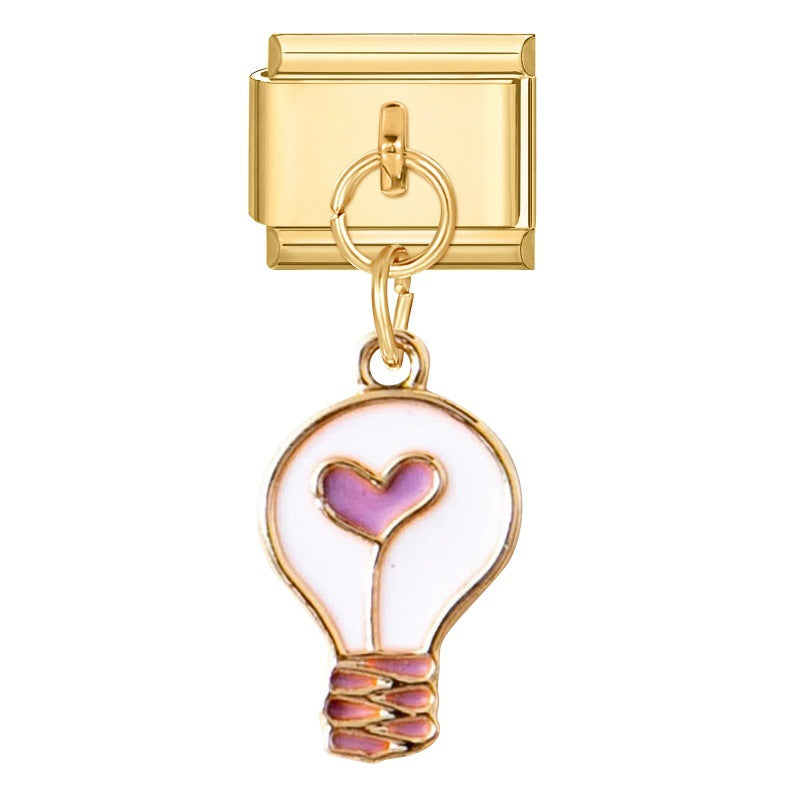 Wholesale  Italian Charm Bracelet 9mm DIY Flower Pendant Creative Stainless Steel Composable Bracelet