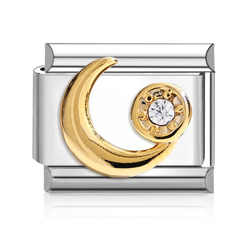 Wholesale  Italian Charm Bracelet 9mm DIY Sun Moon Heart Gemstone Creative Stainless Steel Composable Bracelet