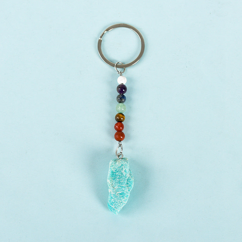 Wholesale Natural Crystal Colorful Rough Stone Keychain ACC-KC-ZhiSF001
