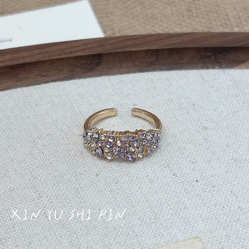 Wholesale Vintage Chic Stacked Row Ring For Women Copper Electroplated Everyday Wear Jewelry