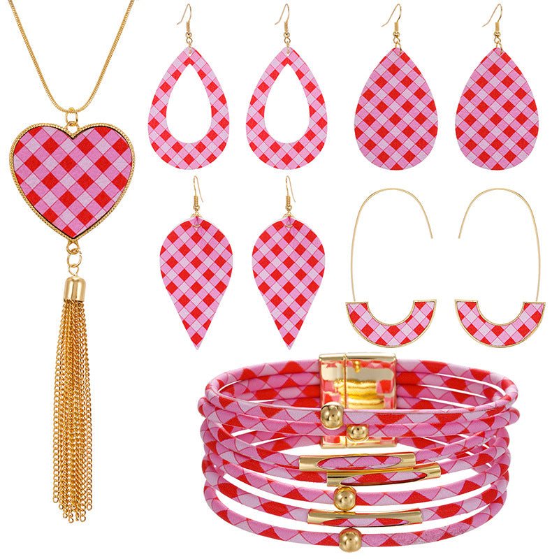 Wholesale Valentine's Day pink heart series earrings necklaces jewelry