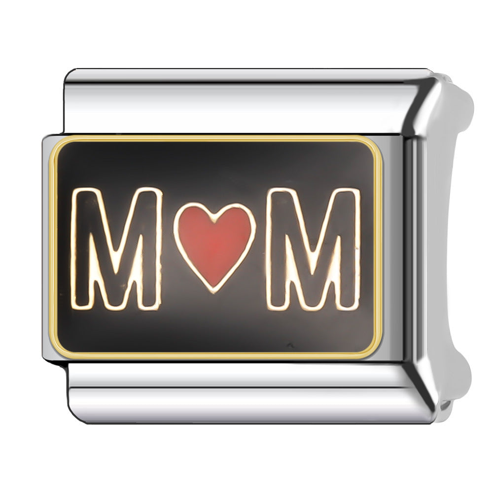 Wholesale Italian Charm Bracelet 9mm DIY Splicing English Series Stainless Steel Composable Bracelet