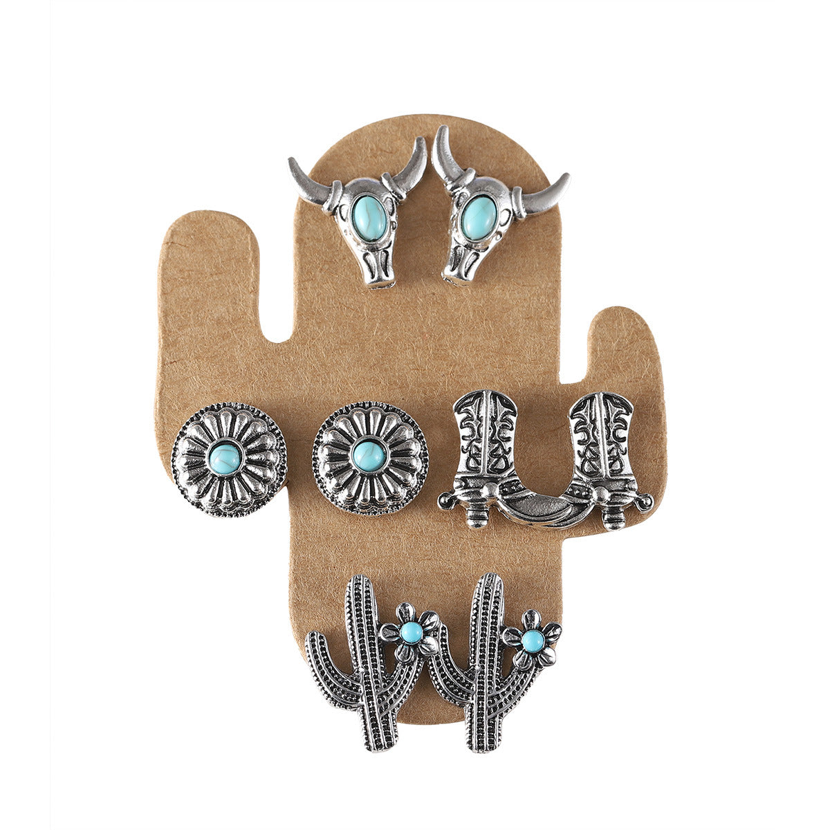 Wholesale Retro Bull Head Boots Set Earrings