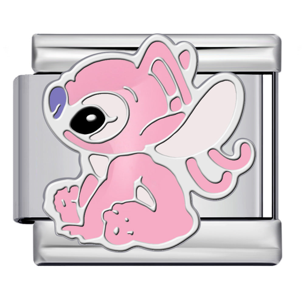 Wholesale Italian modular  stainless steel welded gold-plated cartoon animal DIY  bracelet