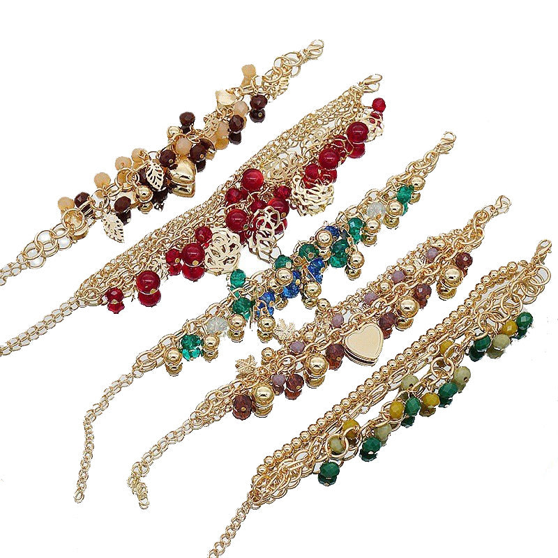 Wholesale Bohemian Heart Flower Multi-Layer Beaded Bracelet Jewelry Accessory for Boutique Resale