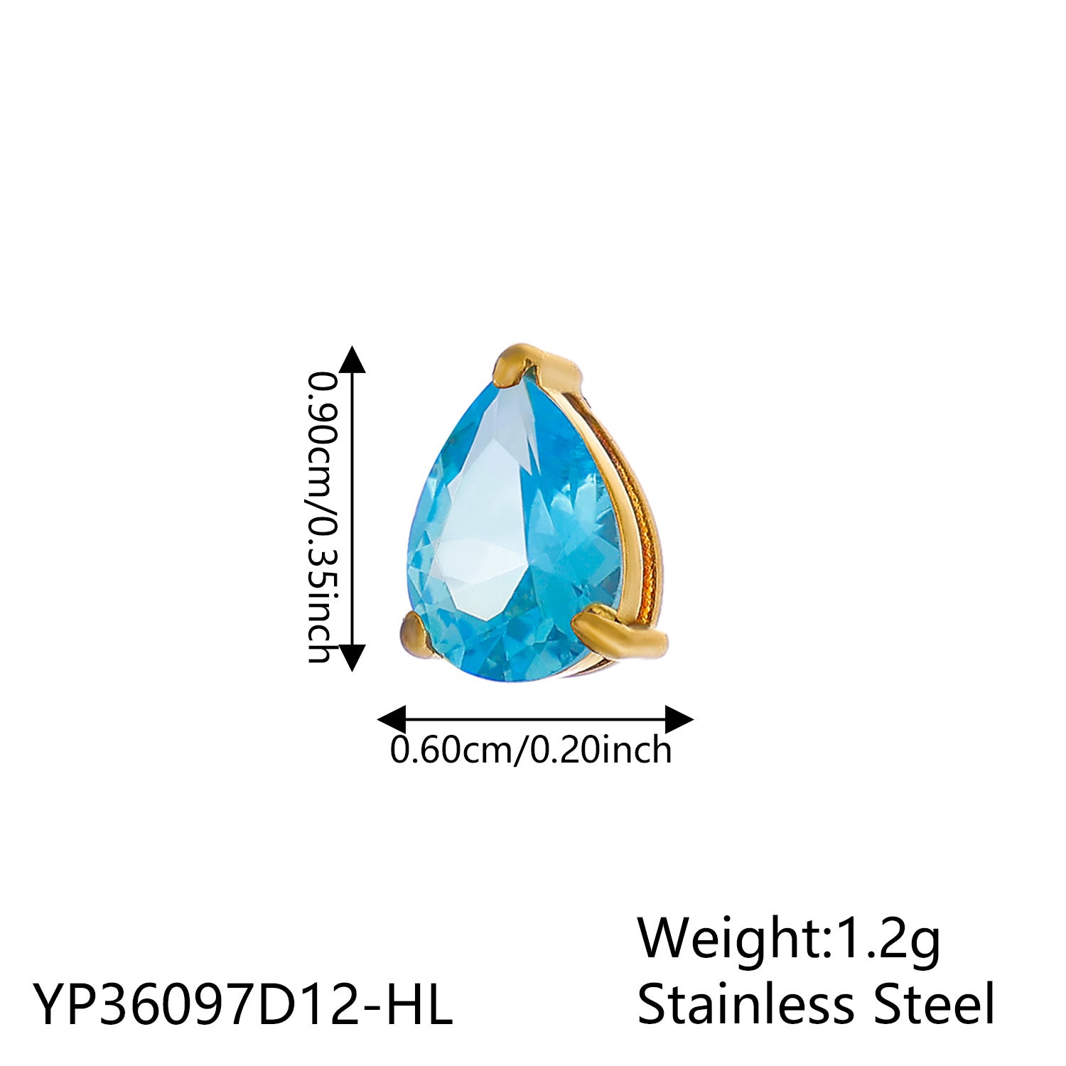 Wholesale December colorful zircon small water droplet DIY pendant