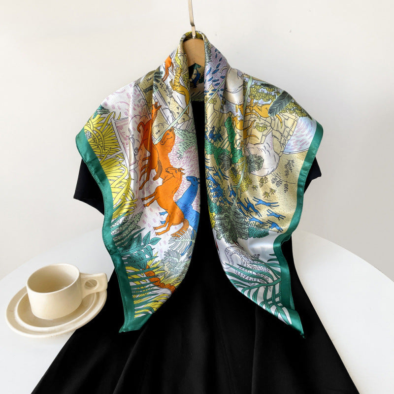 Wholesale silk scarf 90cm large square scarf satin scarf shawl