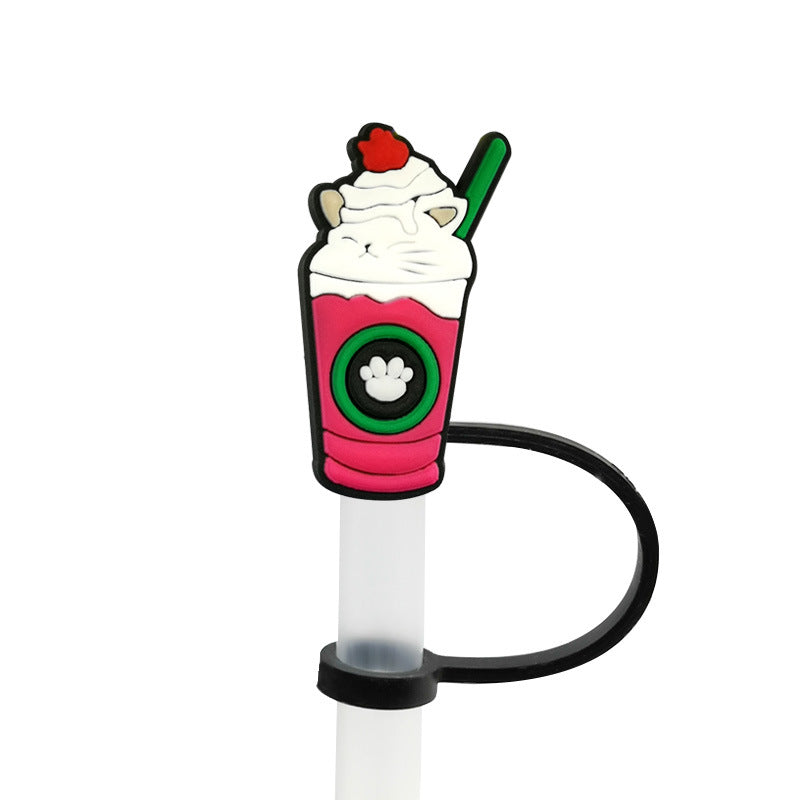 Wholesale 10PCS 7-8mm Cute Drink Straw Tube Cap Silicone Dust Cap Straw Decoration