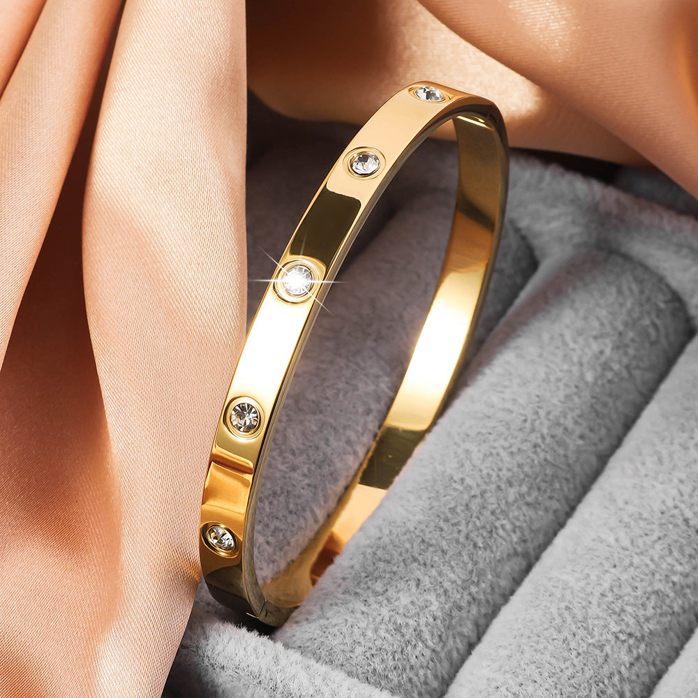 Wholesale Titanium Steel Inlaid Ten Diamond Bracelet ACC-BT-Ruif008