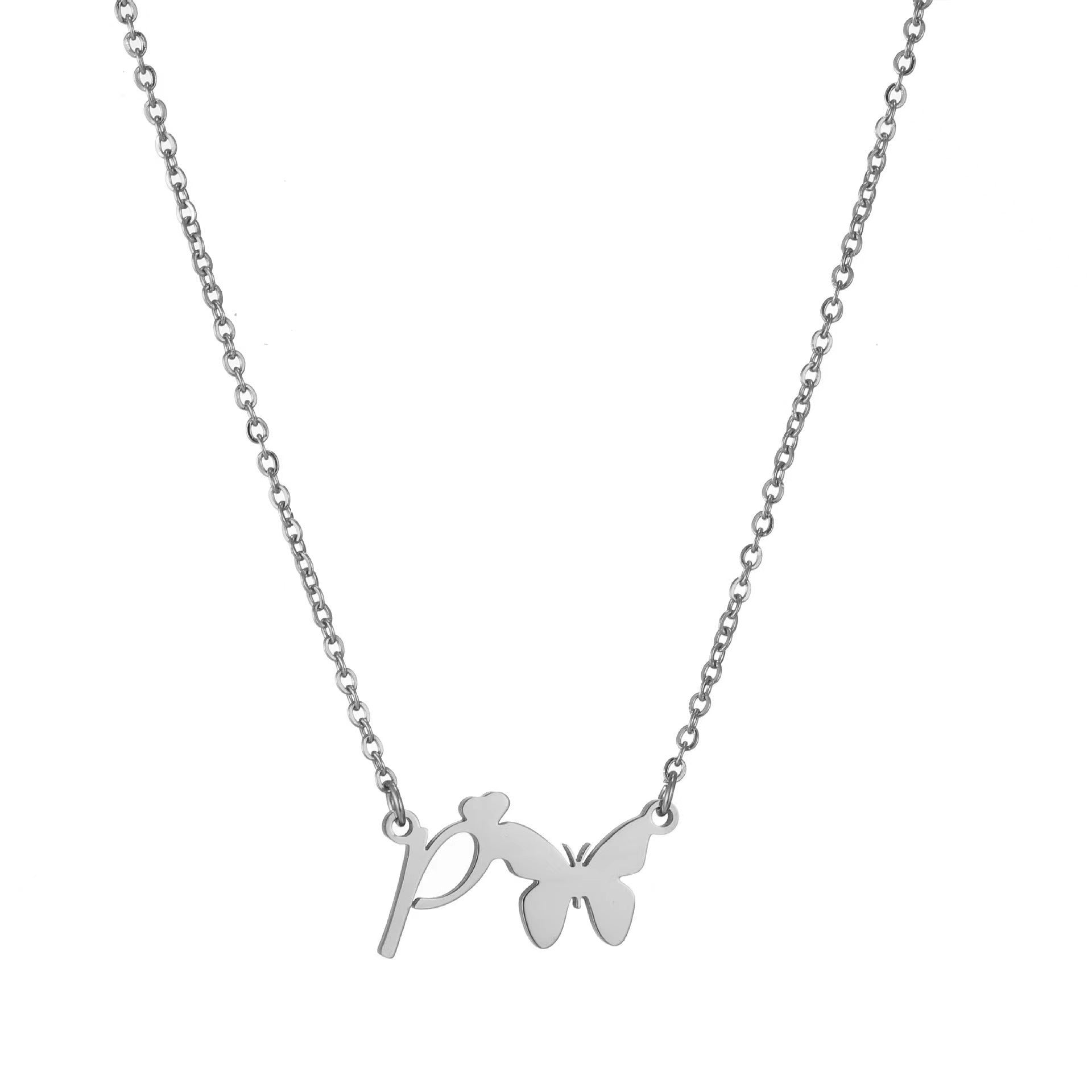 Wholesale stainless steel non-fading butterfly letter clavicle chain