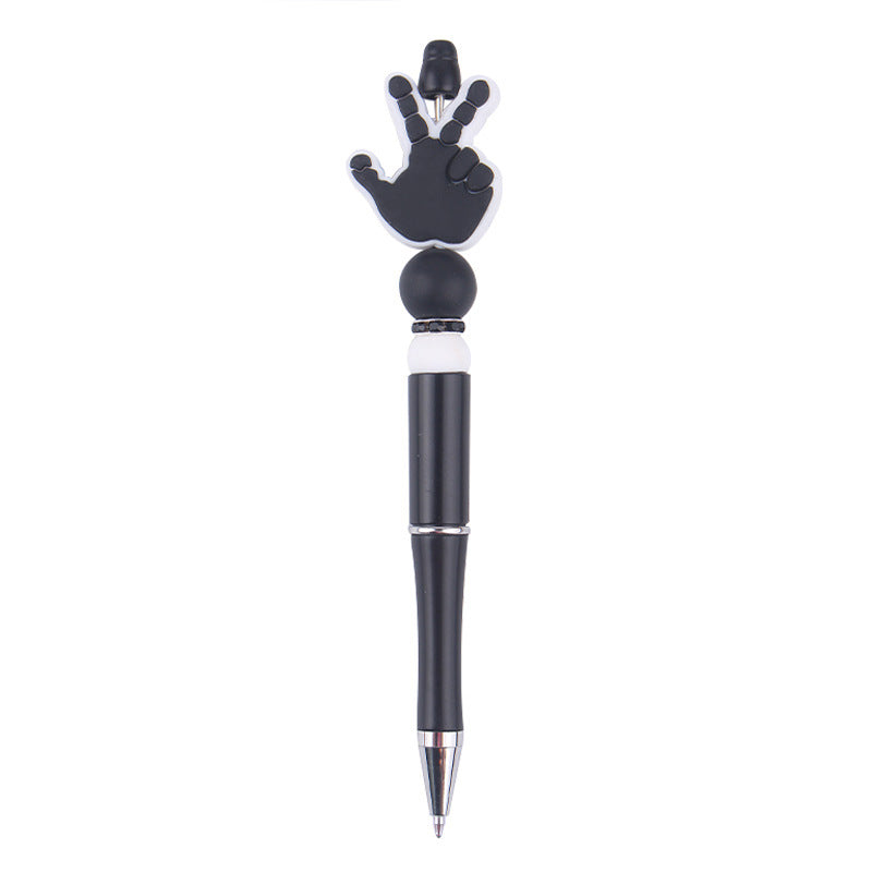 Wholesale Beaded Pen Creative Handmade Palm Silicone Beaded Pen Black Plastic Multifunctional Ballpoint Pen