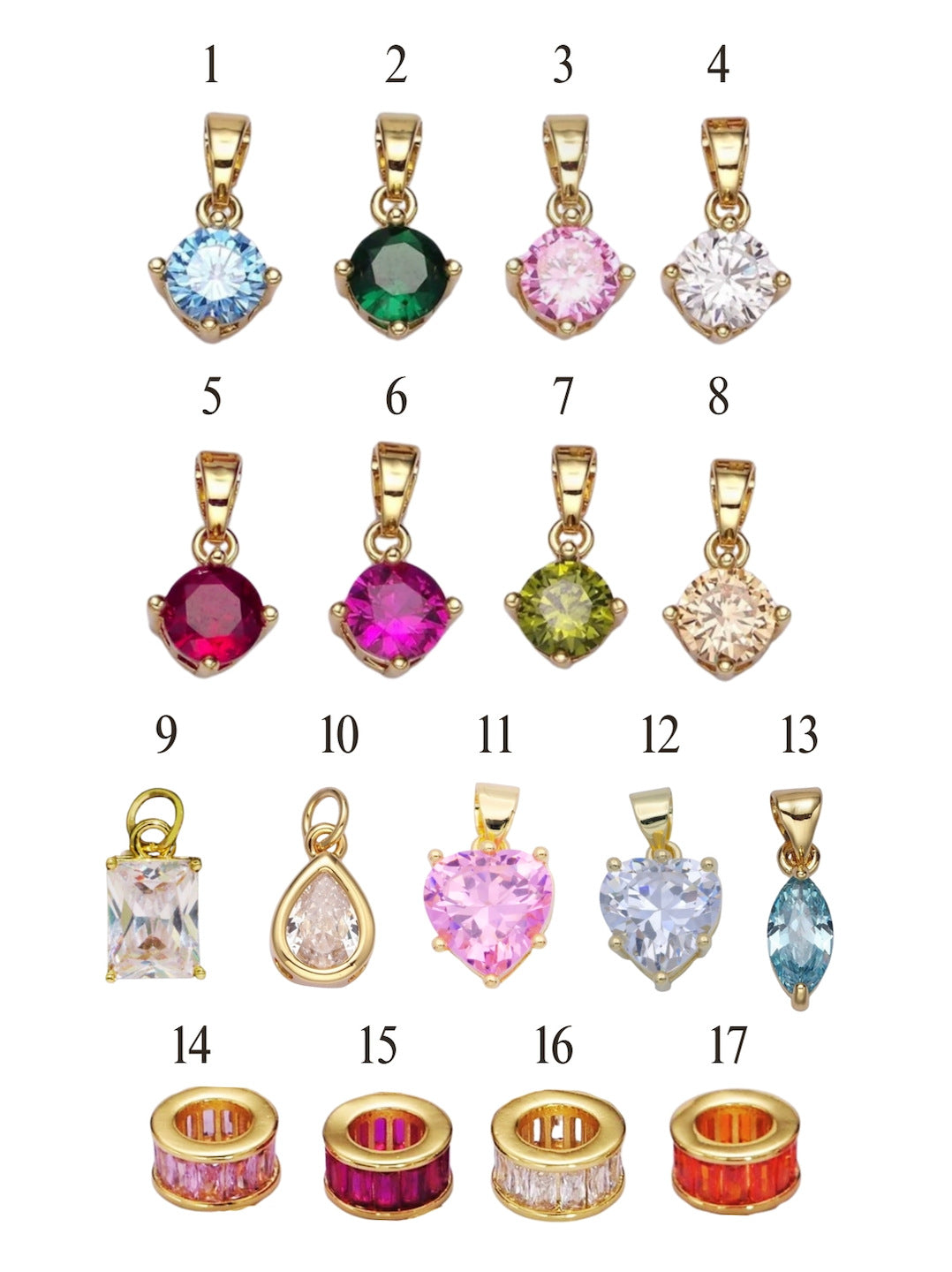 Wholesale DIY Birthstone Pearl Colorful Zircon Star Pendant Stainless Steel  Accessories