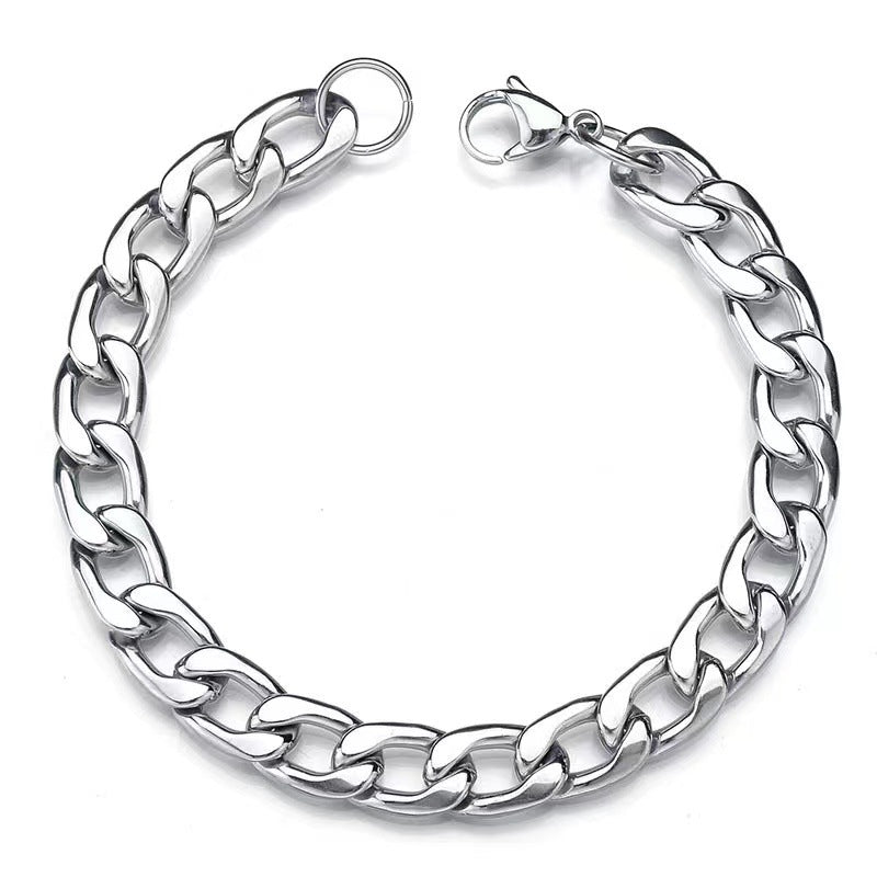 Wholesale Unisex Polished Titanium Steel Cuban Chain Bracelet - Stylish Hip Hop Jewelry Accessory for Everyday Gift