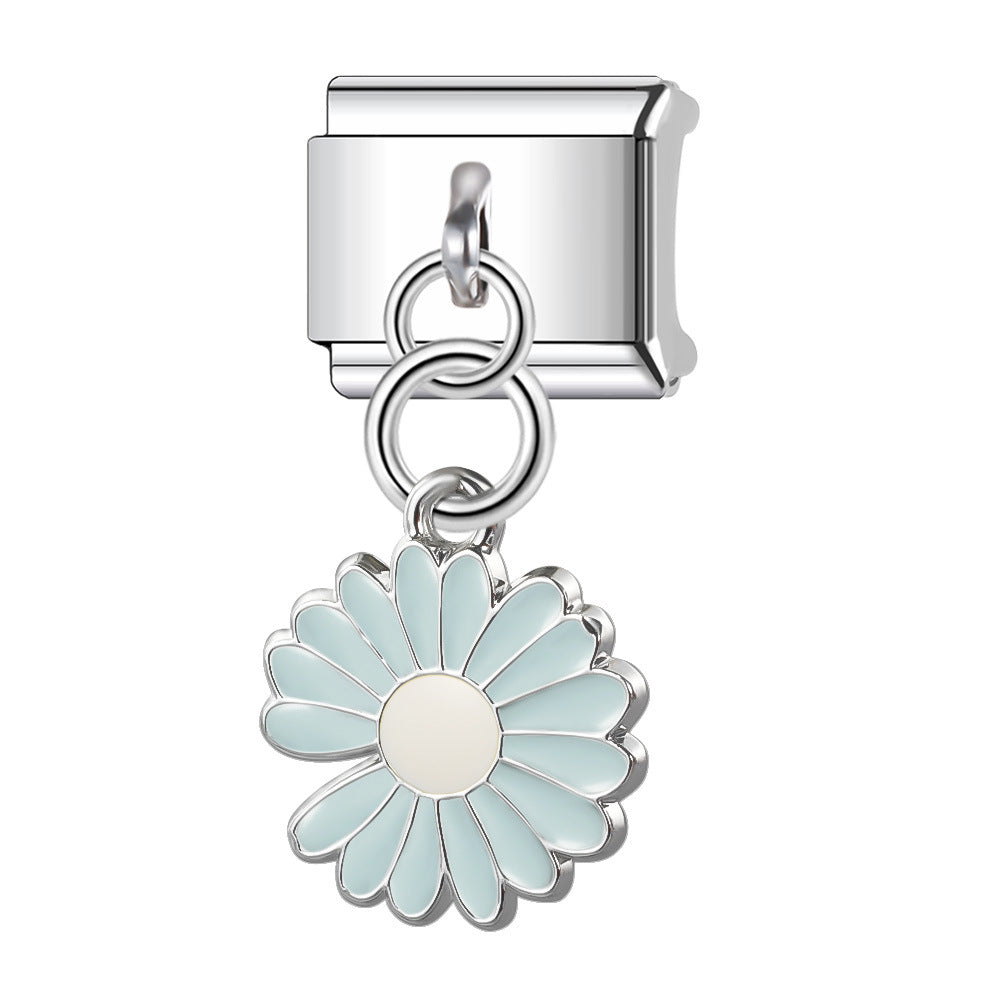 Wholesale Italian Charm Bracelet 9mm DIY Splicing Daisy Series Stainless Steel Composable Bracelet
