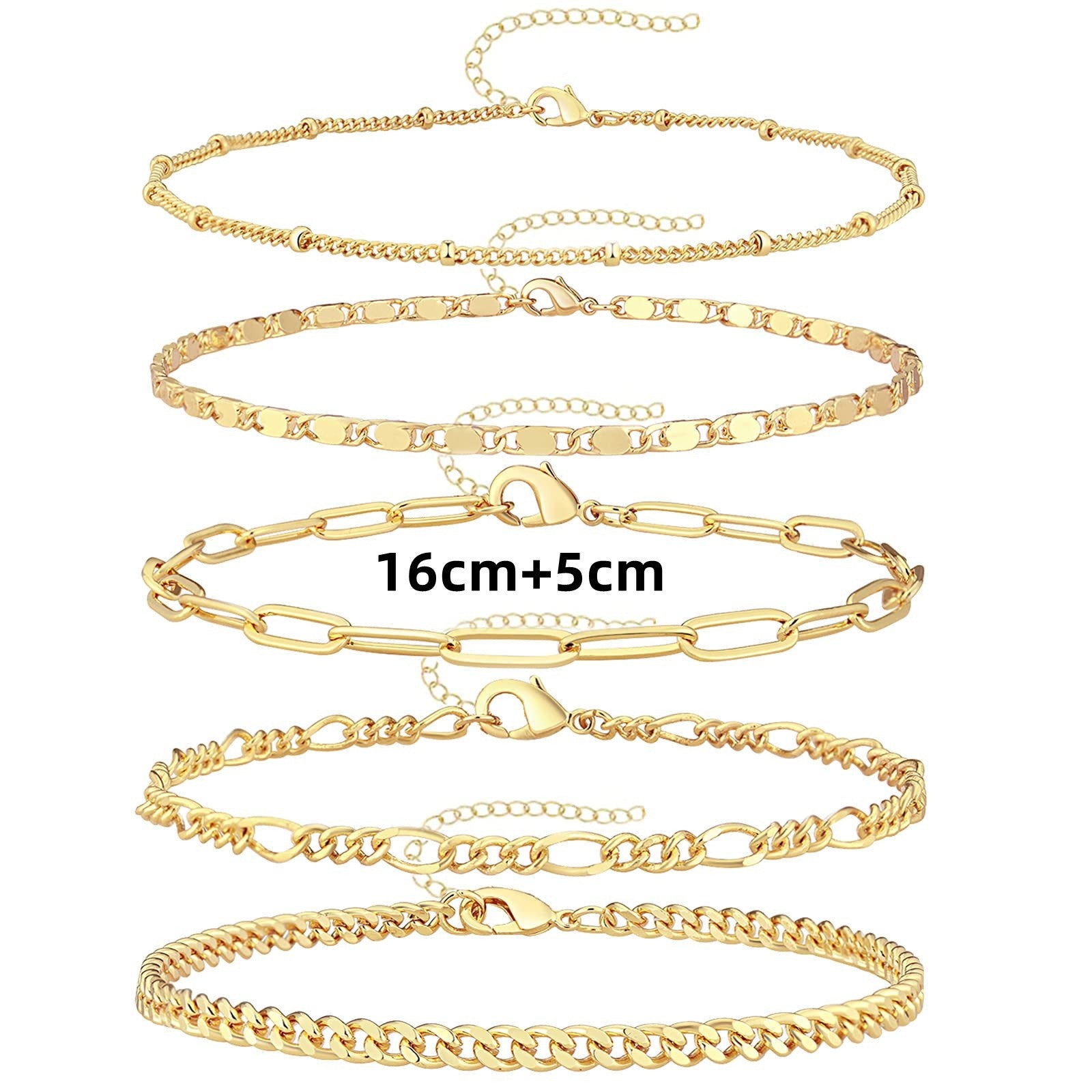 Wholesale Geometric Gold 5-Piece Stackable Bracelet Set – Chic Jewelry Accessory for Women Gift Boutique Resale