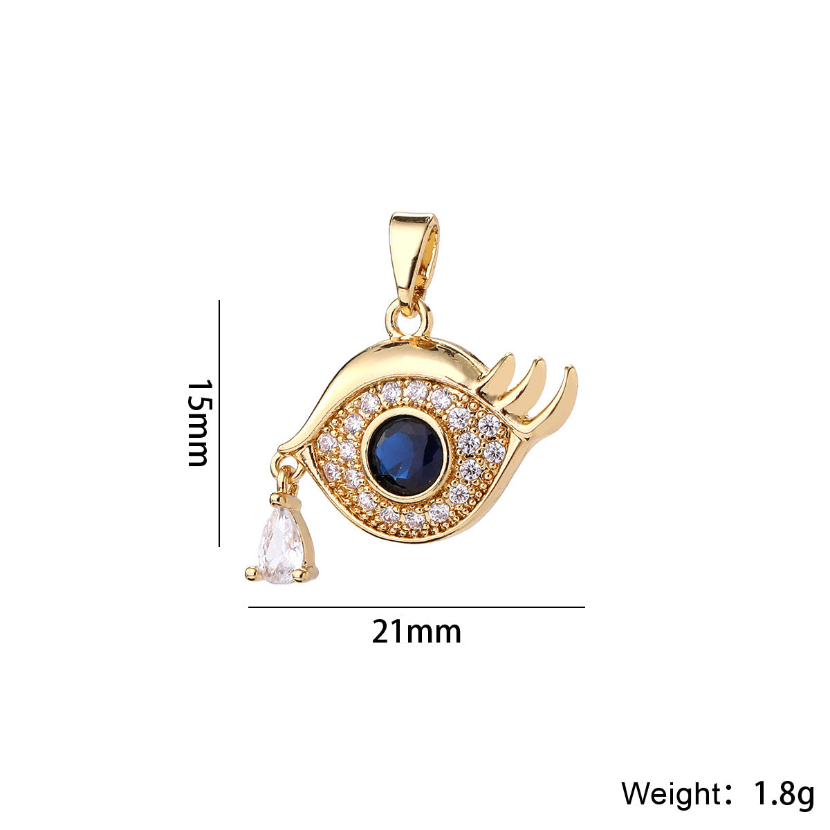 Wholesale 14K Gold Plated Brass Evil Eye Pendant Micro Set Zircon Dark Style Necklace Charm Fashion Accessory For Layering Jewelry Gift Resale