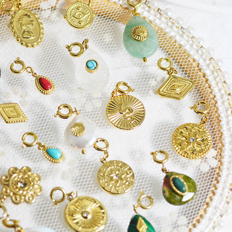 Wholesale Vintage Titanium Steel Necklace DIY Removable Pendant Natural Stone Clavicle Chain ACC-NE-Yachan002