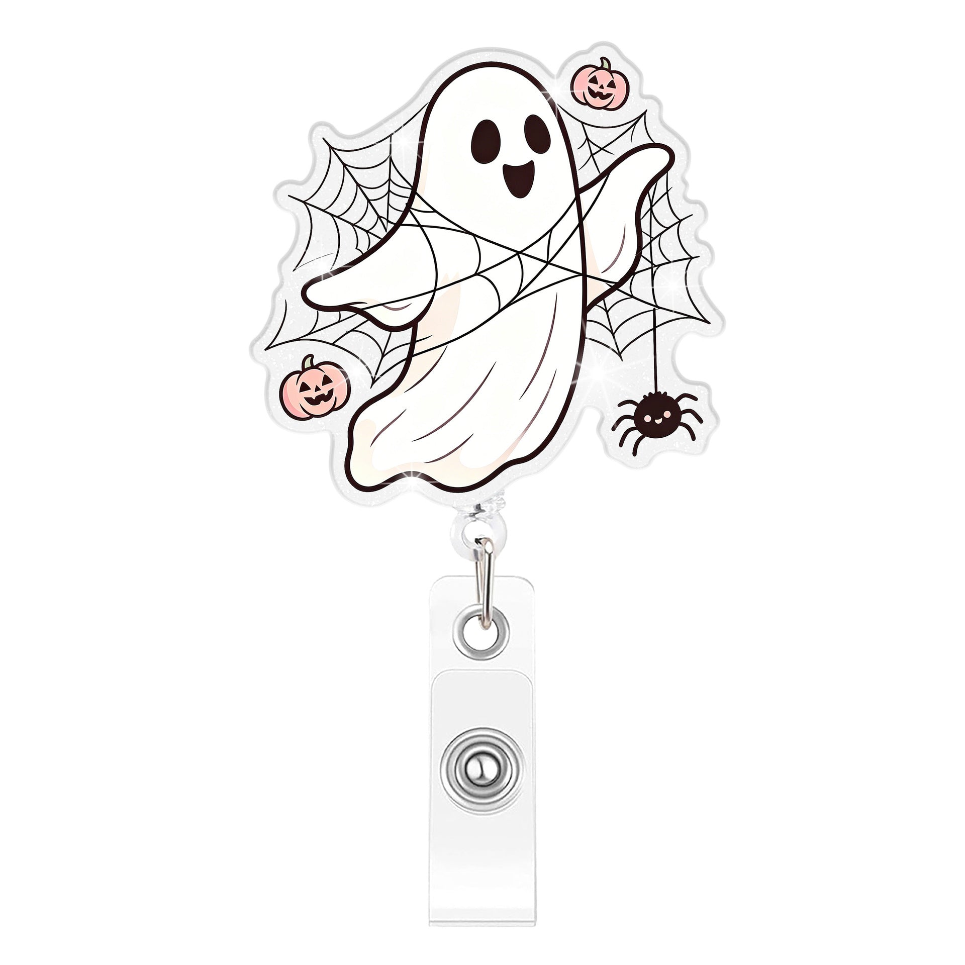Wholesale Acrylic  BOO Cartoon Retractable Badge Reel Decorative Pendant For Party And Everyday Use