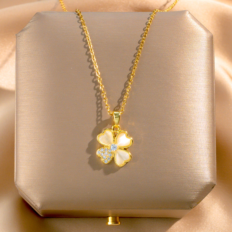 Wholesale Titanium Steel Zircon Clavicle Chain Necklace Korean Style Jewelry Accessory