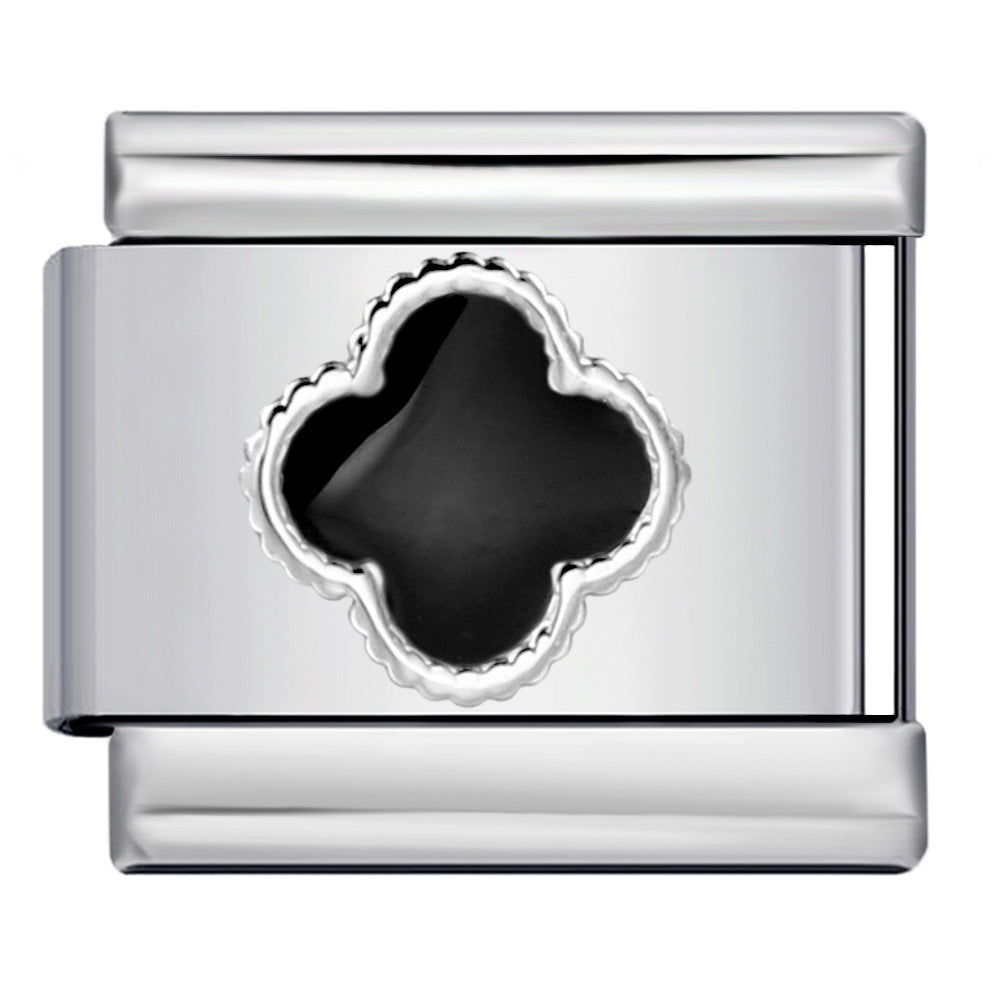 Wholesale Italian Charm Bracelet 9mm DIY Splicing Removable Colored Oil Drop Four-Leaf Clover Stainless Steel Composable Bracelet