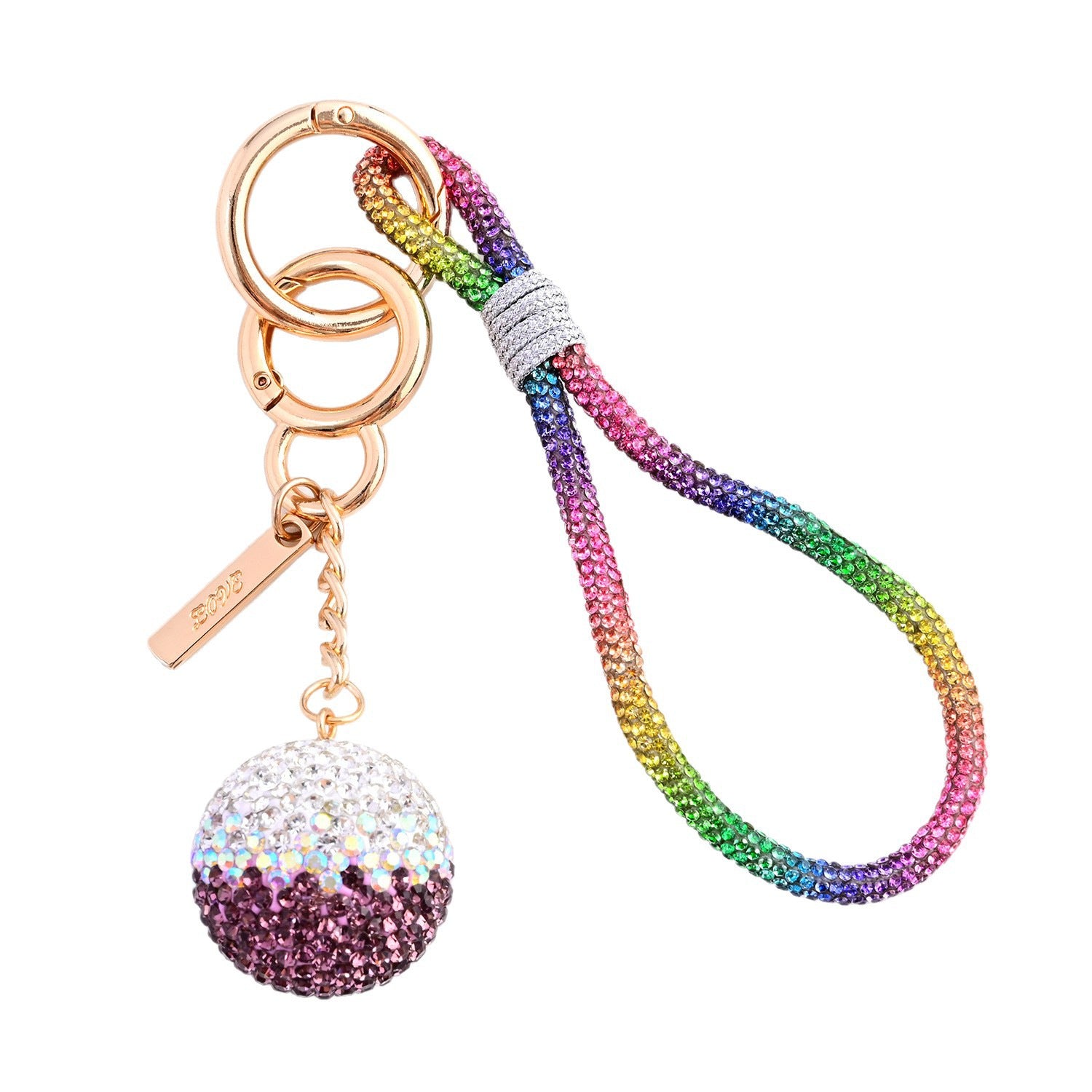 Wholesale Diamond-Encrusted Ball Keychain  Rhinestone Backpack Pendant