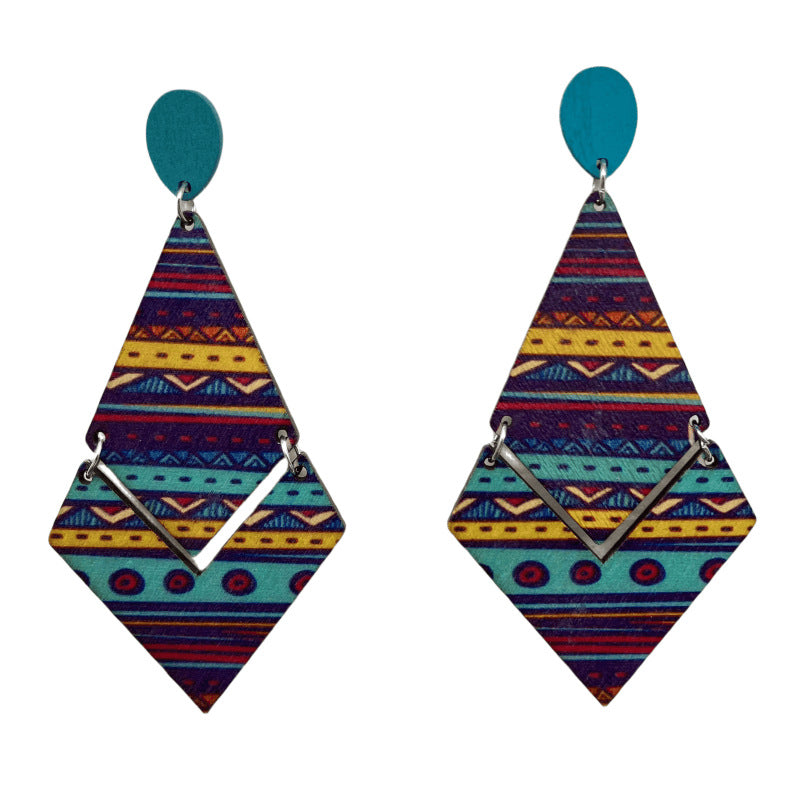 Wholesale Bohemian Diamond Wood Earrings ACC-ES-FX076
