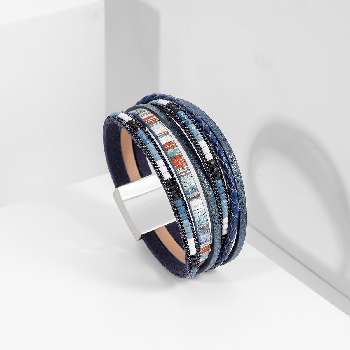 Wholesale Bohemian Bracelet Hand Woven Leather Bracelet Alloy Magnetic Clasp Bracelet ACC-BT-ZiGe035
