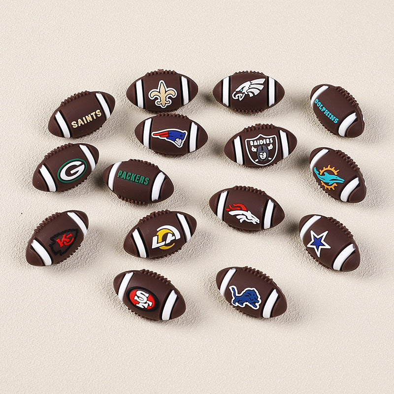 Wholesale 20pcs 3D rugby team  Focal Beads DIY Bead Accessories