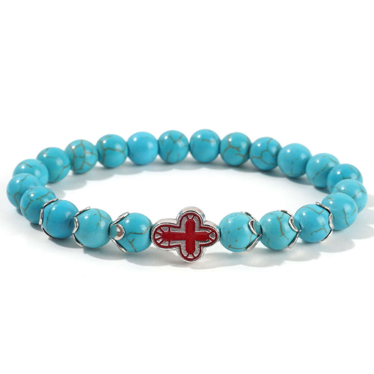 Wholesale Turquoise Cross Bead Bracelet Vintage Style Jewelry Accessory for Boutique Resale