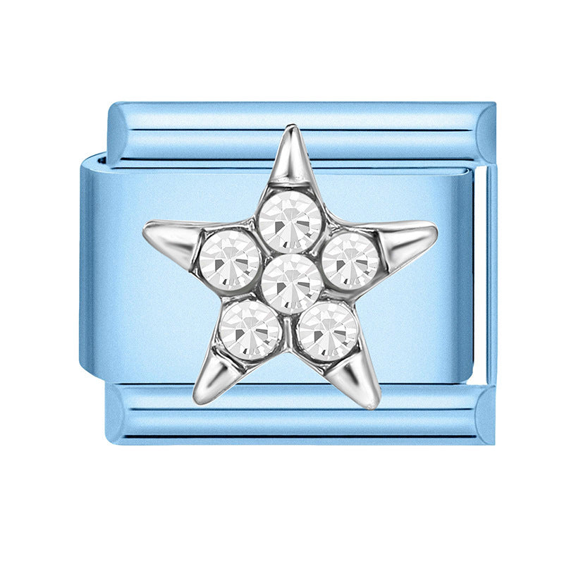 Wholesale 9mm Italian Charm Starter Bracelets blue series  DIY  Single Section Creative Stainless Steel Composable Bracelet