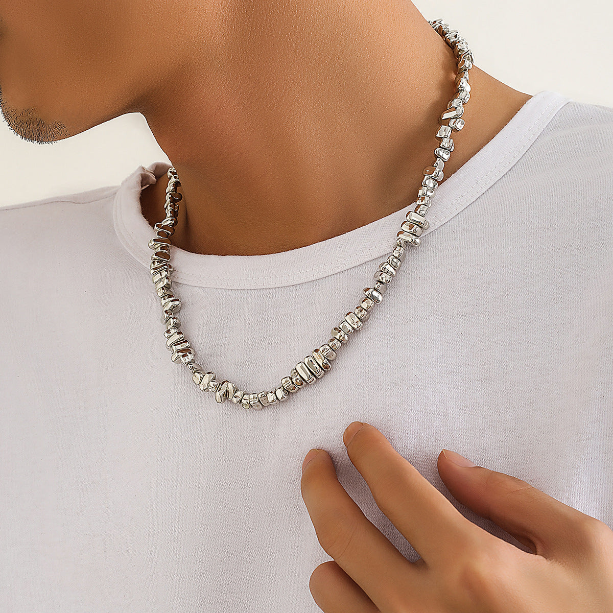 Wholesale Men's Irregular CCB Necklace Clavicle Chain Choker Necklace ACC-NE-Puxin011