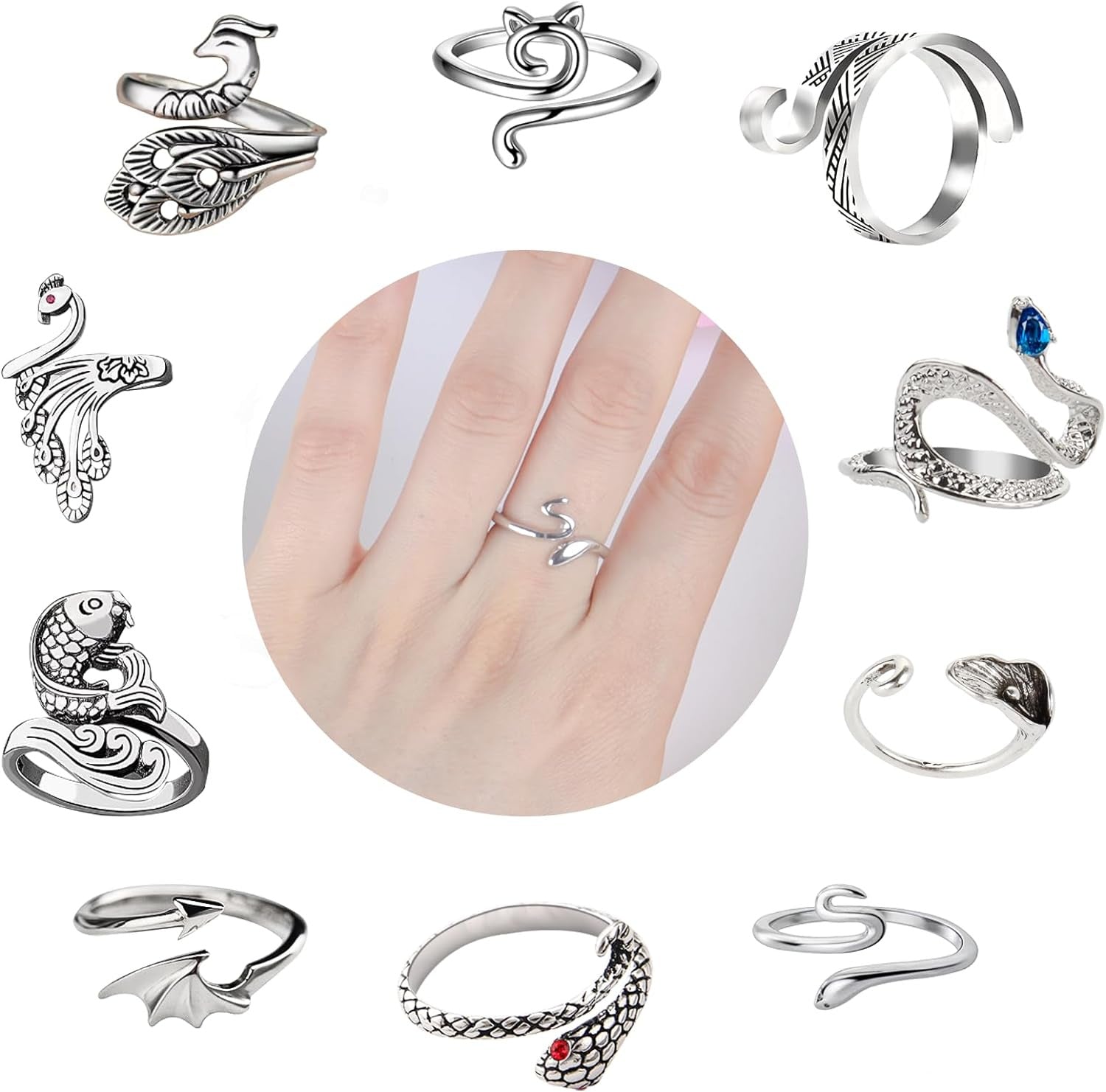 Wholesale Vintage Style Feather Flower Pattern Ring Set