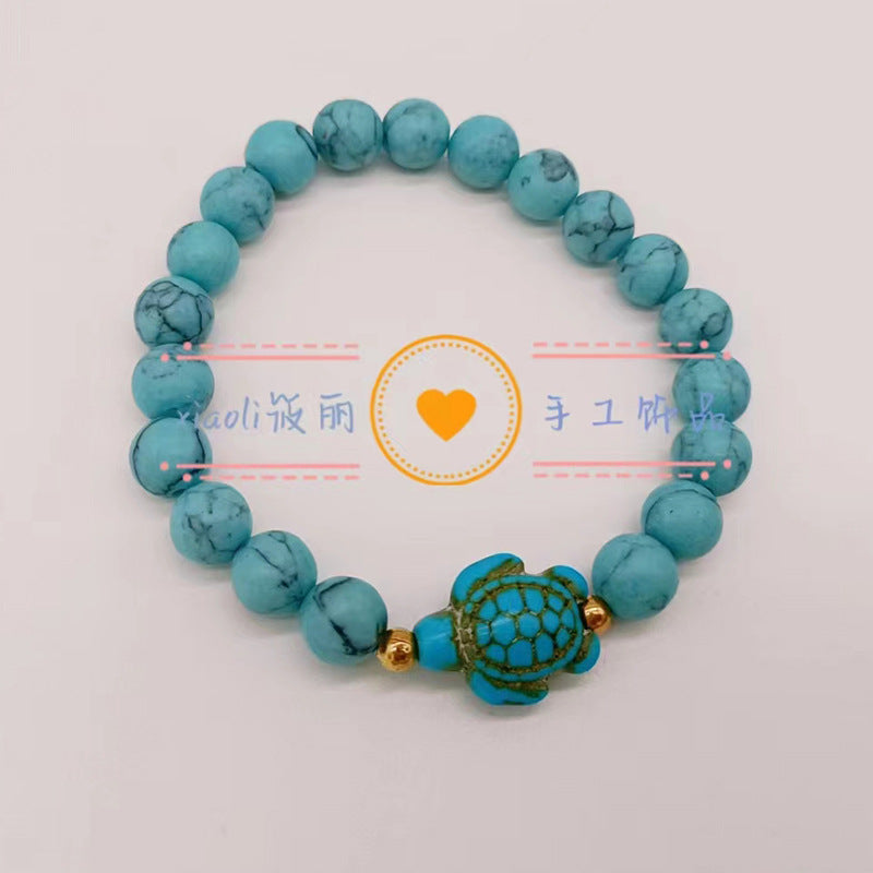 Wholesale Turtle Starfish Stretch Beaded White Turquoise Bracelet ACC-BT-Youl009