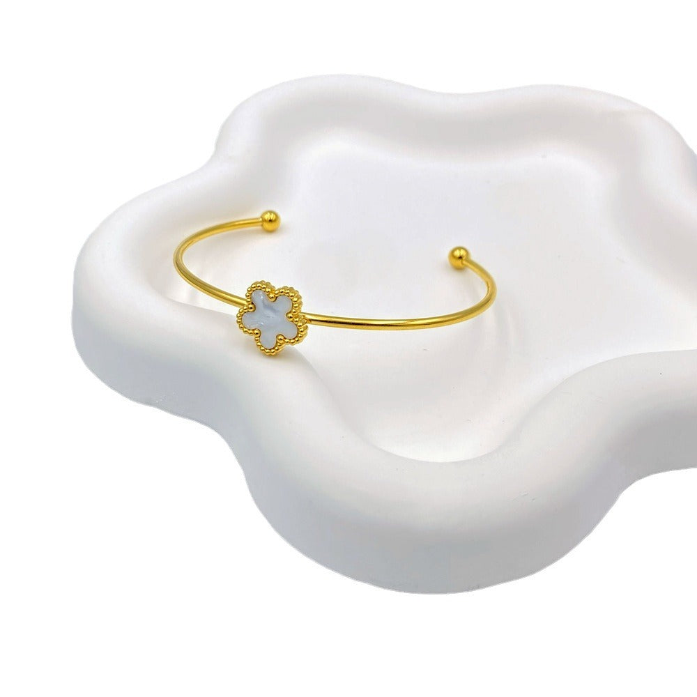 Wholesale 13mm Five Leaf Plum Blossom Titanium Steel Bracelet ACC-BT-QianHui009