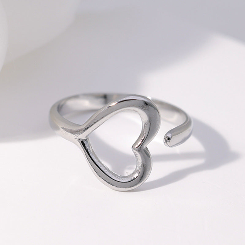 Wholesale Leaf Heart Shape Open Stainless Steel Rings ACC-RS-Manguo005