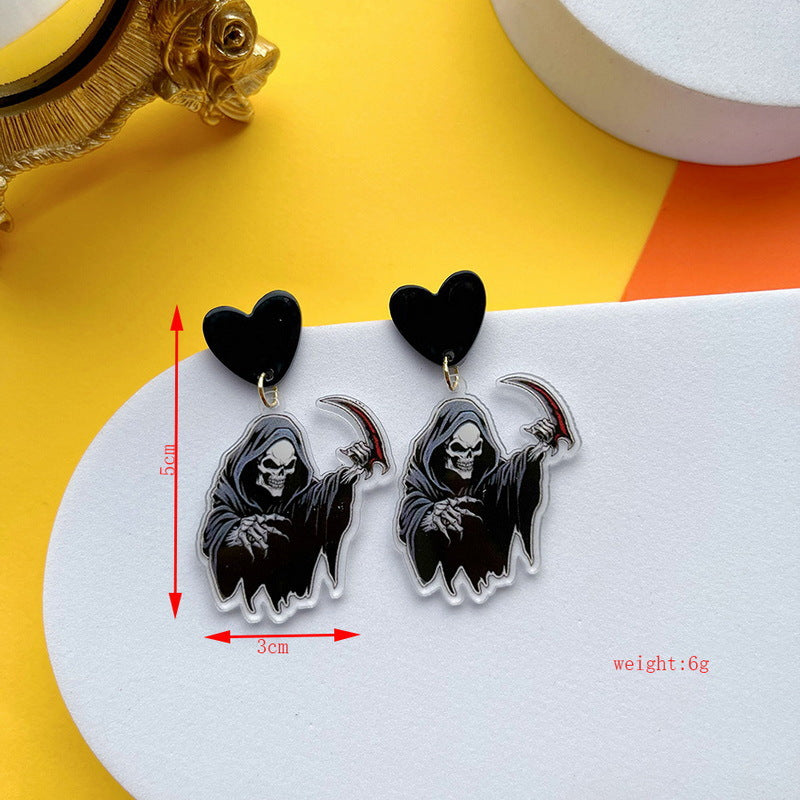 Wholesale Halloween Funny Horror Skull Ghost Acrylic Earrings ACC-ES-YingHao002