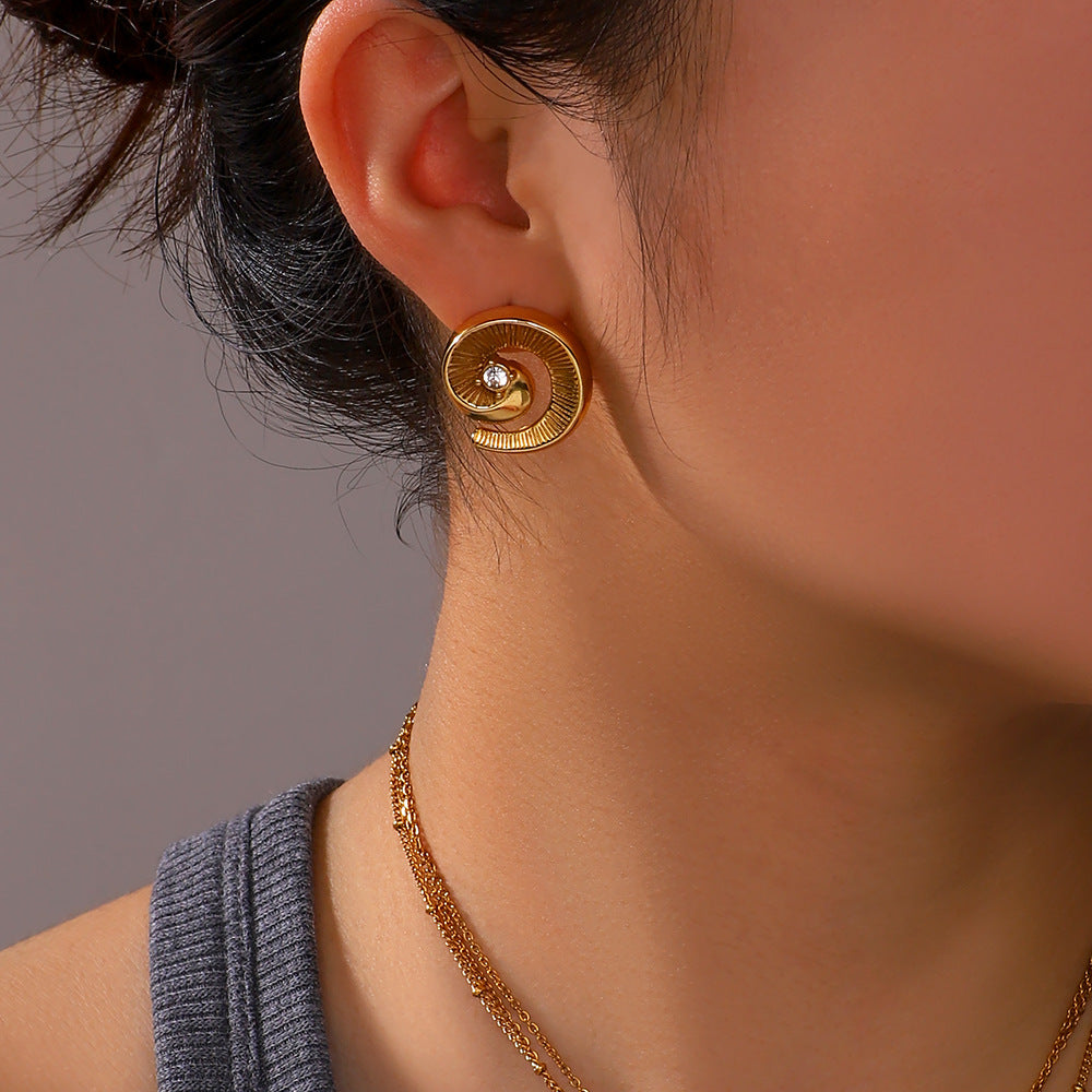 Wholesale  stainless steel marine conch pendant earrings necklace suit