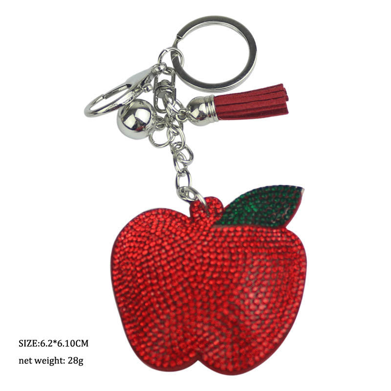 Wholesale  Creative  Velvet Diamond-encrusted Apple Keychain