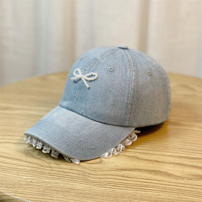 Wholesale Lace trim denim baseball cap