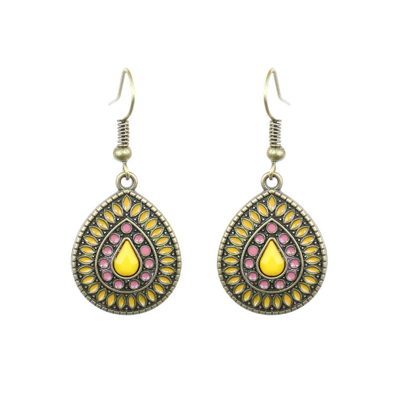 Wholesale Alloy Clear Drip Oil Geometric Bohemian Earrings for Women Fashion Accessory