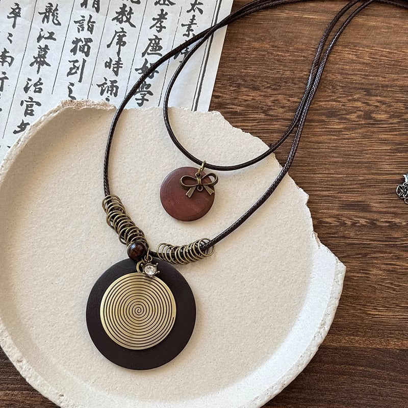 Wholesale Copper Zircon Gau Box Pendant Necklace,  Chinese Style Ethnic Braided Rope Chain Jewelry Accessory for Women,  Fashion Gift