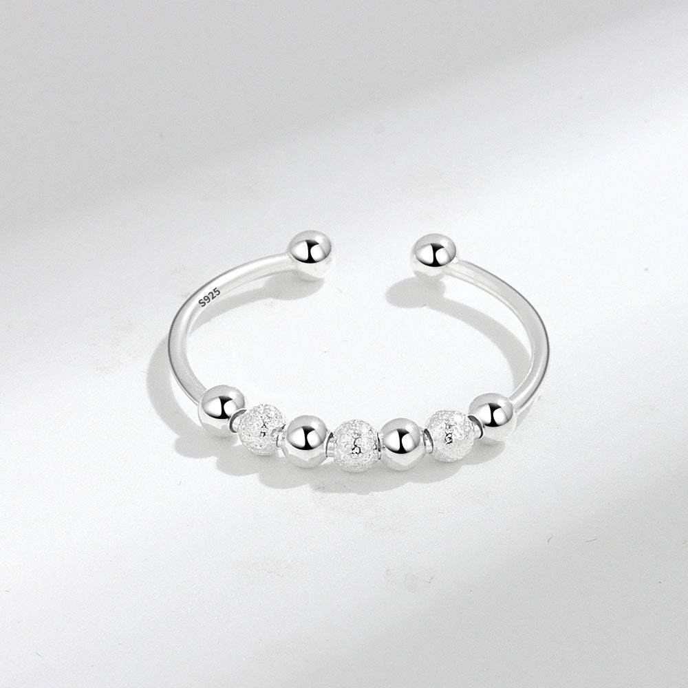 Wholesale S925 sterling silver ring beaded stress relief ring