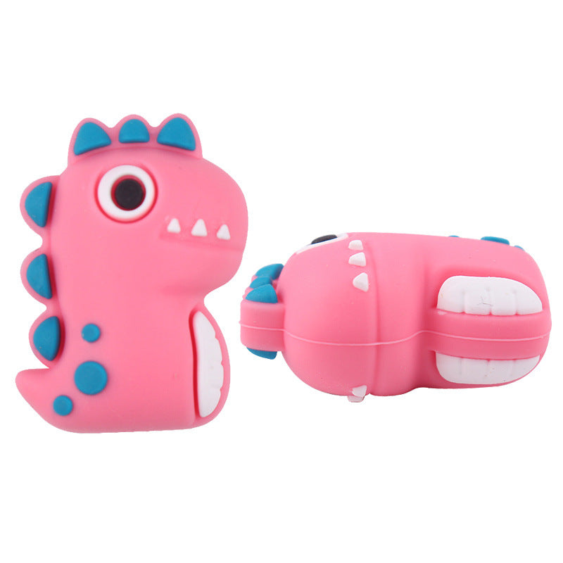 Wholesale 5pcs Pink Dinosaur Silicone Beads Focal Beads DIY Bead Accessories ACC-BDS-GuangTian046